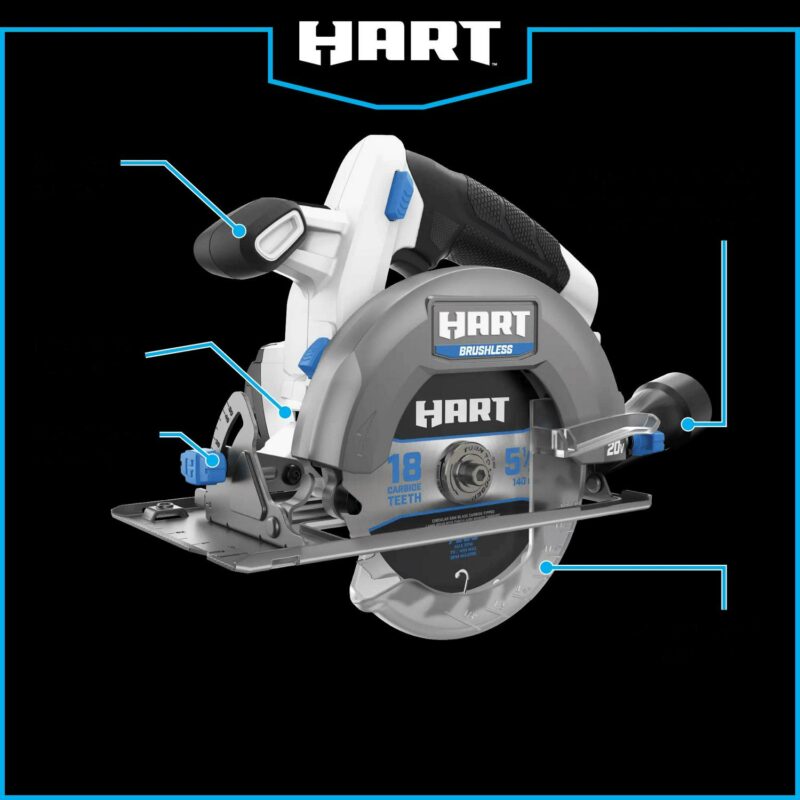 HART 20-Volt Brushless 5-1/2-inch Compact Battery-Powered Circular Saw (Battery Not Included) New Condition - Image 6