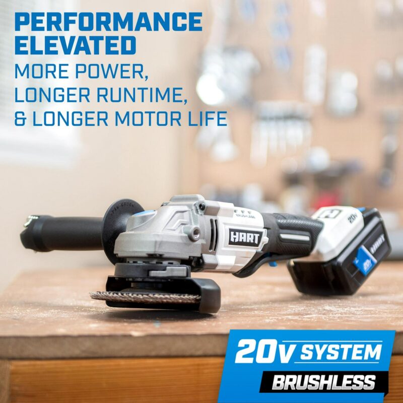 HART 20-Volt Brushless 4-1/2-inch Angle Grinder/Cutoff Tool (Battery Not Included), New Condition - Image 4