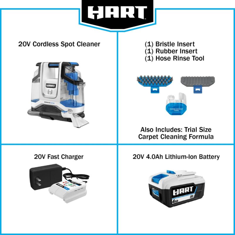 HART 20-Volt Carpet and Upholstery Cordless Spot Cleaner Kit, (1) 4.0Ah Lithium-Ion Battery, New - Image 14