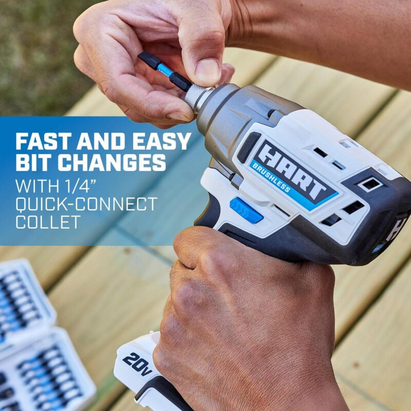 HART 20-Volt Cordless Brushless Impact Driver Kit, Gen 2, 1/4  Hex Collet - Image 5