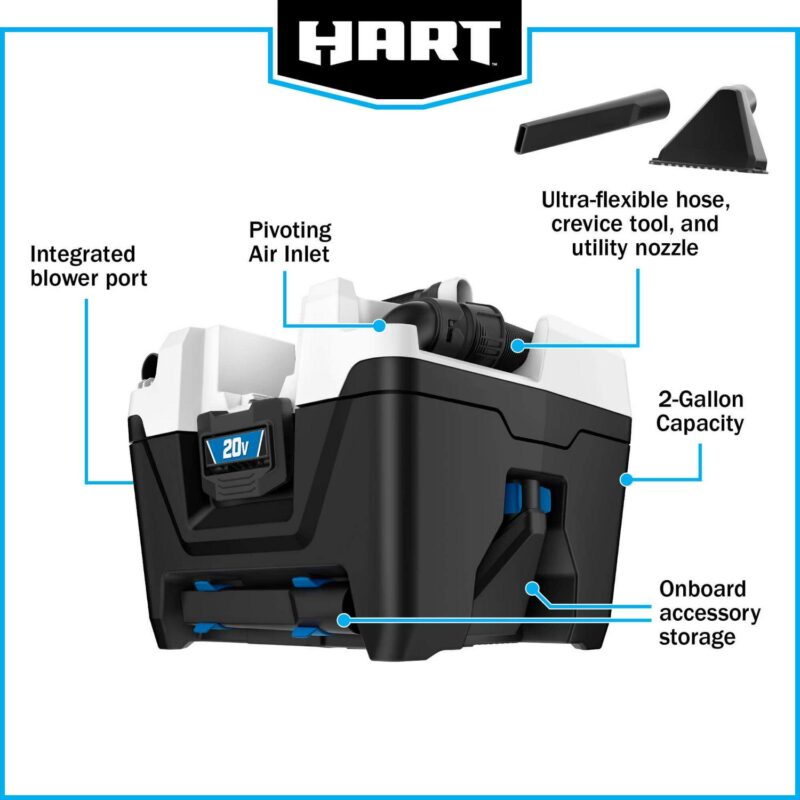 HART 20-Volt Cordless 2-Gallon Wet/Dry Vac (Battery Not Included) - Image 7