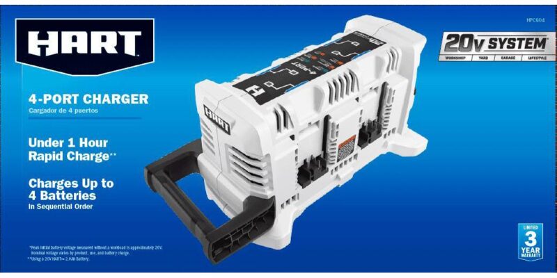 HART 20-Volt Lithium-Ion 4-Port Fast Battery Charger (Batteries Not Included) - Image 2