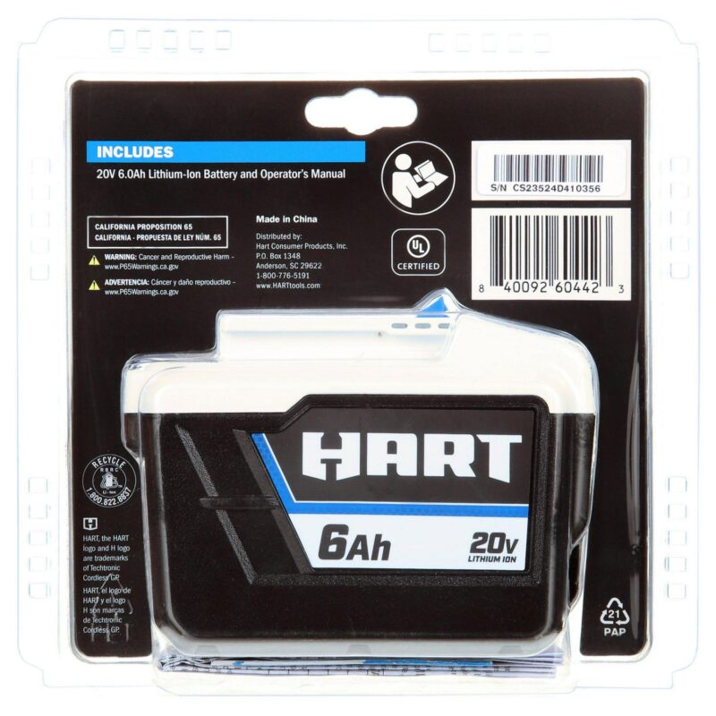 HART 20 Volts 6.0Ah Lithium-Ion Battery (Charger Not Included) - Image 6