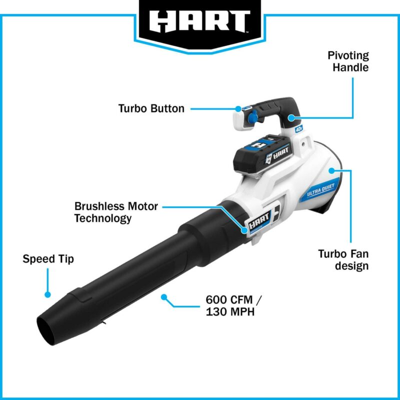 HART 40V Brushless 15-inch String Trimmer and 600 CFM Blower Kit - Image 12