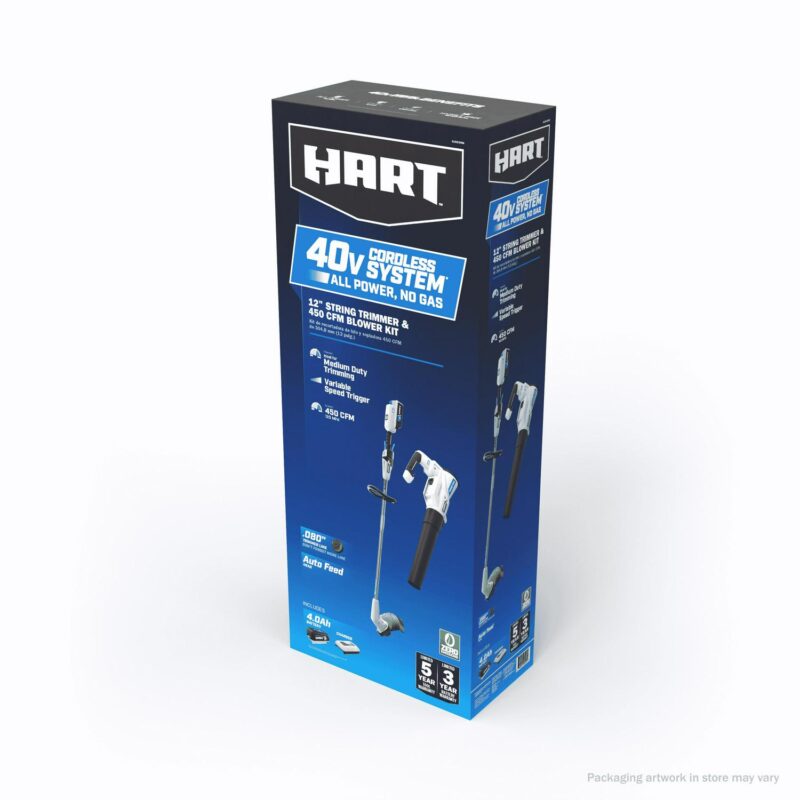 HART 40-Volt 12  Trimmer and Blower Combo Kit, Generation Two, (1) 4.0Ah Lithium-Ion Battery - Image 8