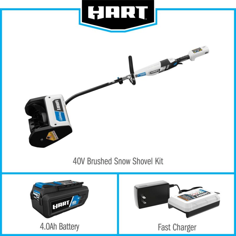 HART 40-Volt 12-inch Single Stage Battery-Powered Snow Shovel Kit, (1) 4.0Ah Lithium-Ion Battery - Image 11
