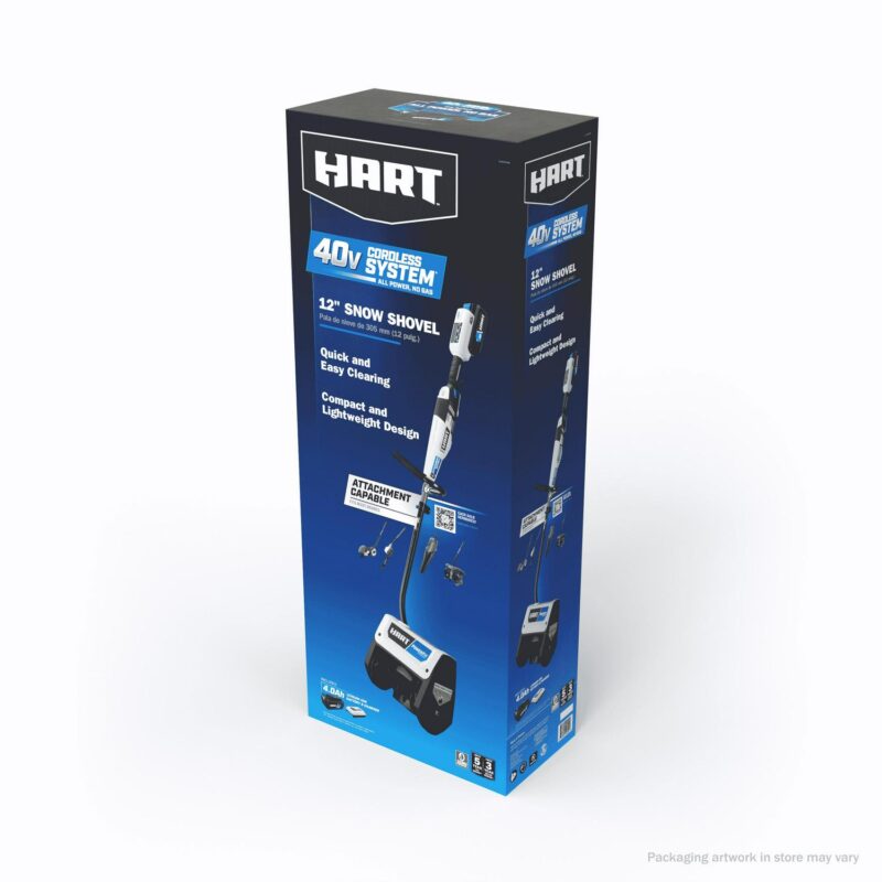 HART 40-Volt 12-inch Single Stage Battery-Powered Snow Shovel Kit, (1) 4.0Ah Lithium-Ion Battery - Image 2