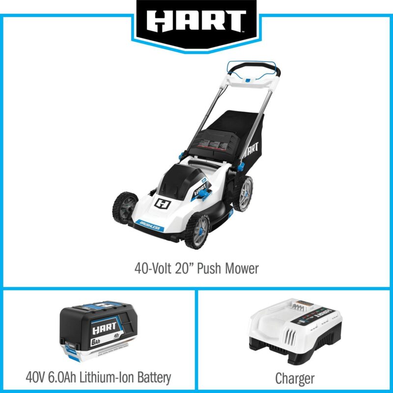 HART 40-Volt 20-inch Cordless Brushless Push Mower Kit, (1) 6.0Ah Lithium-Ion Battery - Image 13