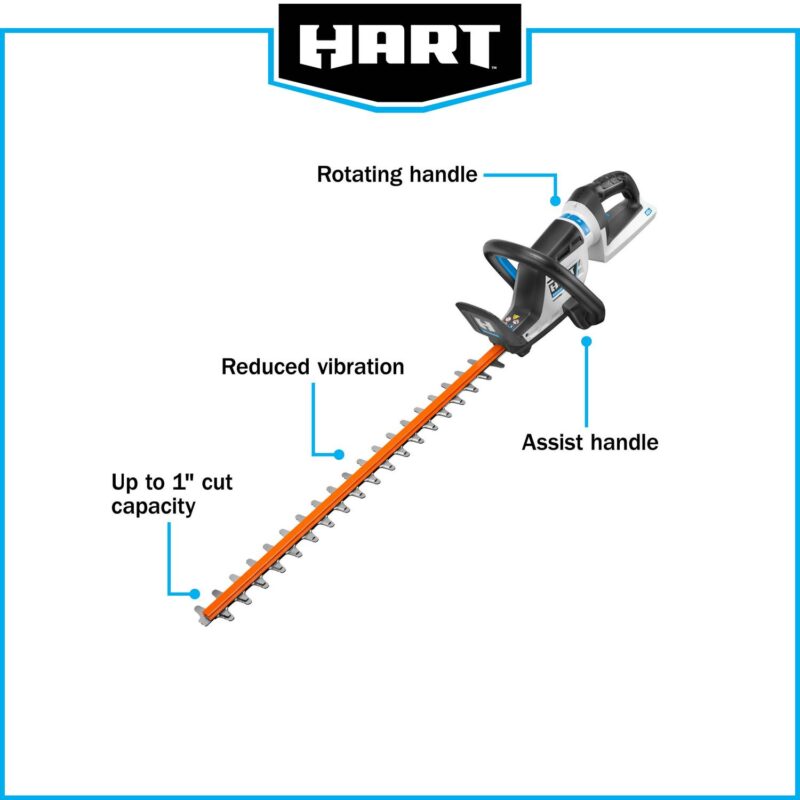 HART 40-Volt 26-inch Cordless Brushless Hedge Trimmer Kit, (1) 2.5Ah Lithium-Ion Battery - Image 8