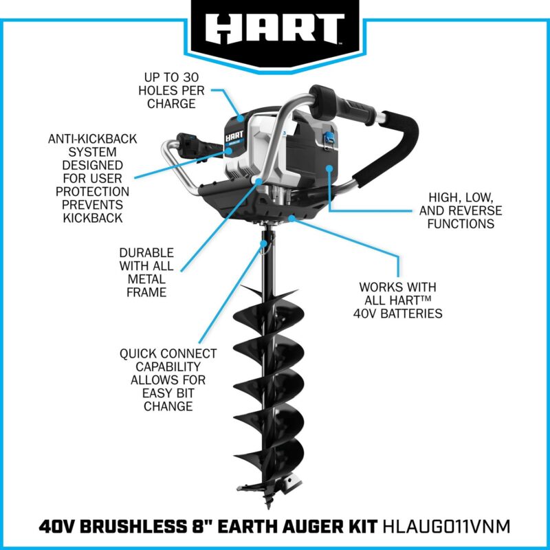 HART 40-Volt Brushless Auger (1) 4.0 Ah Lithium-Ion Battery - Image 8