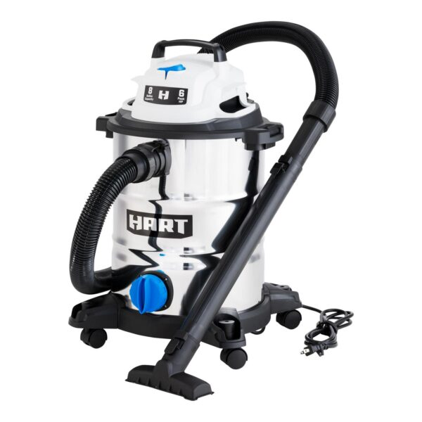 HART 8 Gallon 6 Peak HP Stainless Steel Wet/Dry Vacuum, VOC812SF 3701