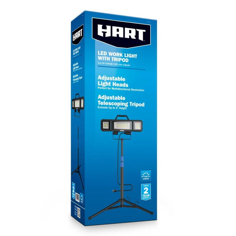 HART Multi-Directional LED 3-Head 7000 Lumen Work Light with Tripod, Adjustable, 7000 Lumens - Image 11