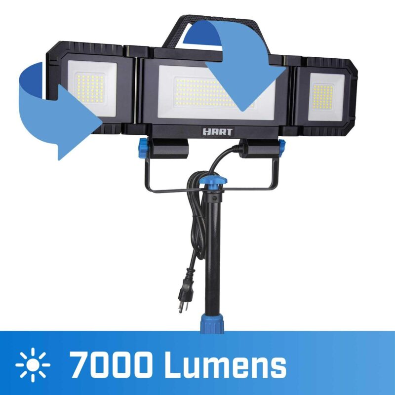 HART Multi-Directional LED 3-Head 7000 Lumen Work Light with Tripod, Adjustable, 7000 Lumens - Image 4