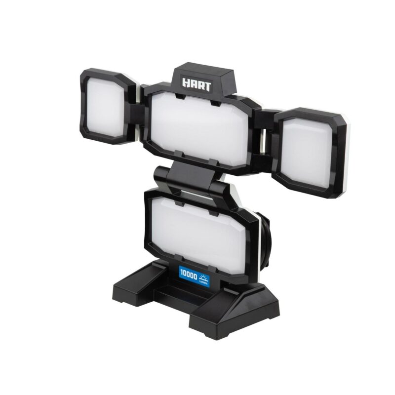 HART Portable 4-Panel Plug-in LED Work Light, Adjustable, Foldable, Black, 10,000 Lumens - Image 6