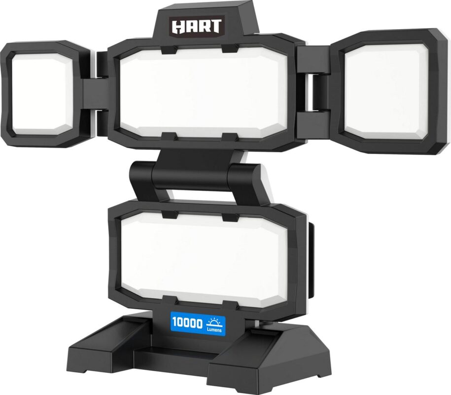 HART Portable 4-Panel Plug-in LED Work Light, Adjustable, Foldable, Black, 10,000 Lumens - Image 9