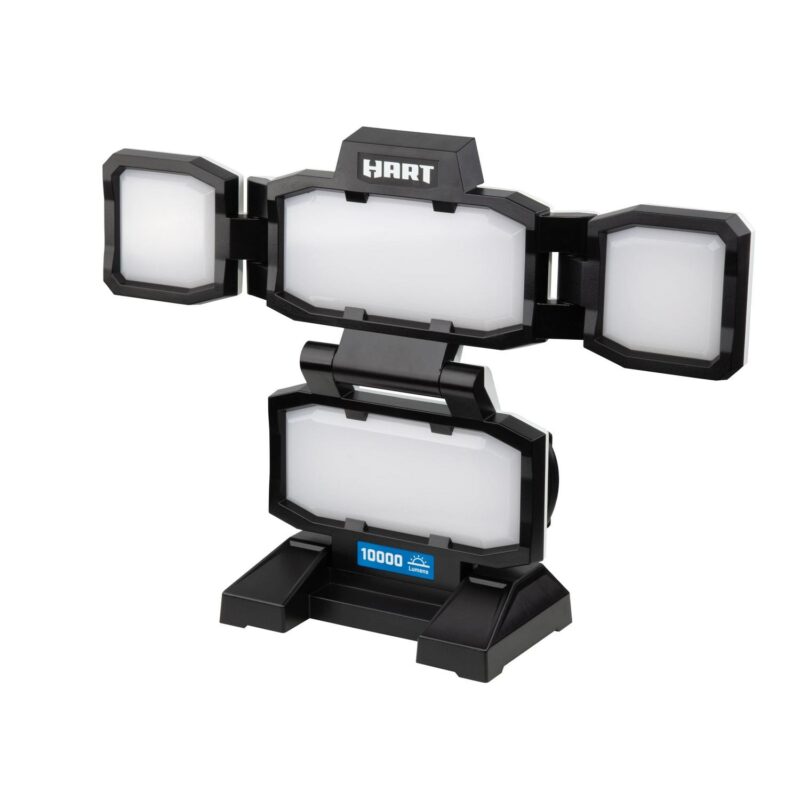 HART Portable 4-Panel Plug-in LED Work Light, Adjustable, Foldable, Black, 10,000 Lumens - Image 8