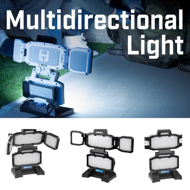 HART Portable 4-Panel Plug-in LED Work Light, Adjustable, Foldable, Black, 10,000 Lumens - Image 12