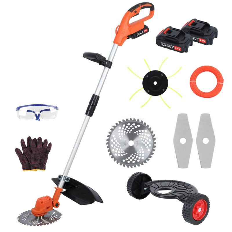 Happydeer Electric Weed Mower, 1500mAh 21V Battery Power Rechargeable Handheld Lawn Mower with Brushless Motor, 10 Inch Cordless Trimmer, Telescopic Rod Weed Eater Cutter - Image 2