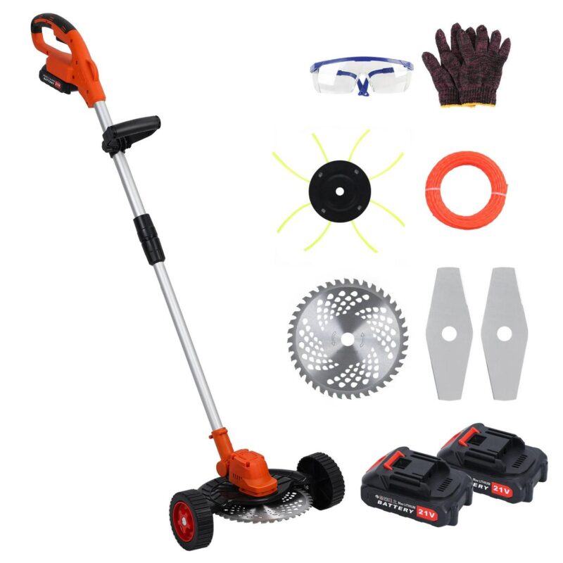 Happydeer Electric Weed Mower, 1500mAh 21V Battery Power Rechargeable Handheld Lawn Mower with Brushless Motor, 10 Inch Cordless Trimmer, Telescopic Rod Weed Eater Cutter - Image 3