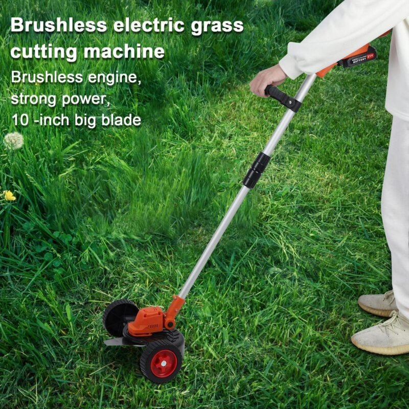 Happydeer Electric Weed Mower, 1500mAh 21V Battery Power Rechargeable Handheld Lawn Mower with Brushless Motor, 10 Inch Cordless Trimmer, Telescopic Rod Weed Eater Cutter - Image 4