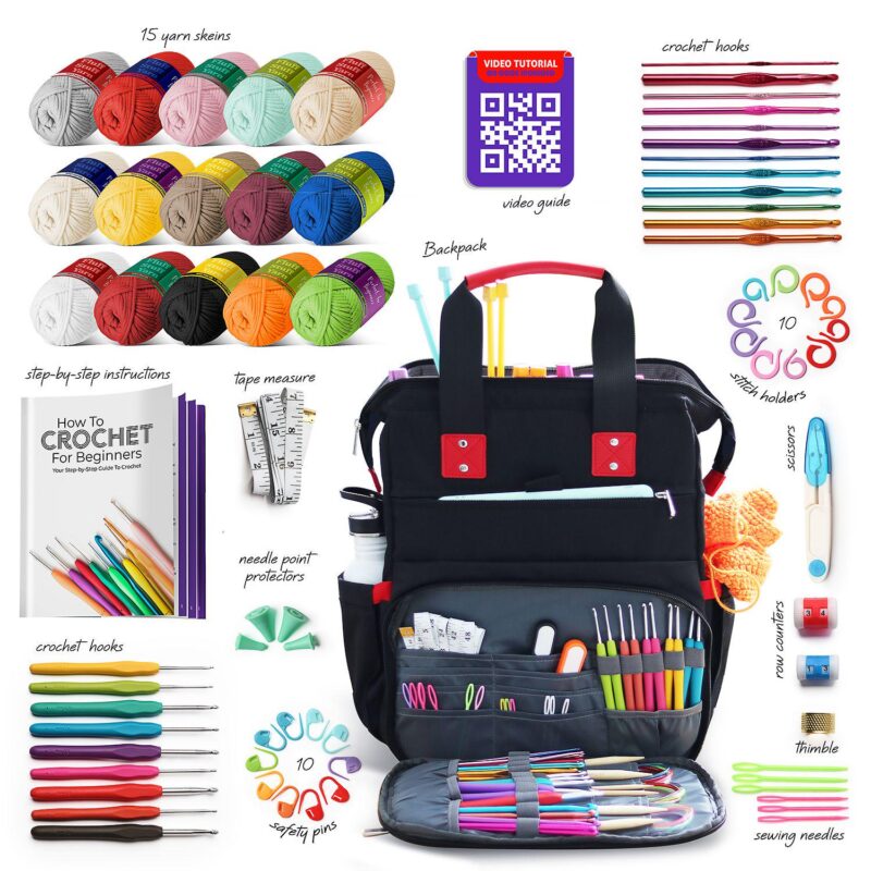 Hearth and Harbor Crochet Backpack Kit with Cotton Yarn - Image 2