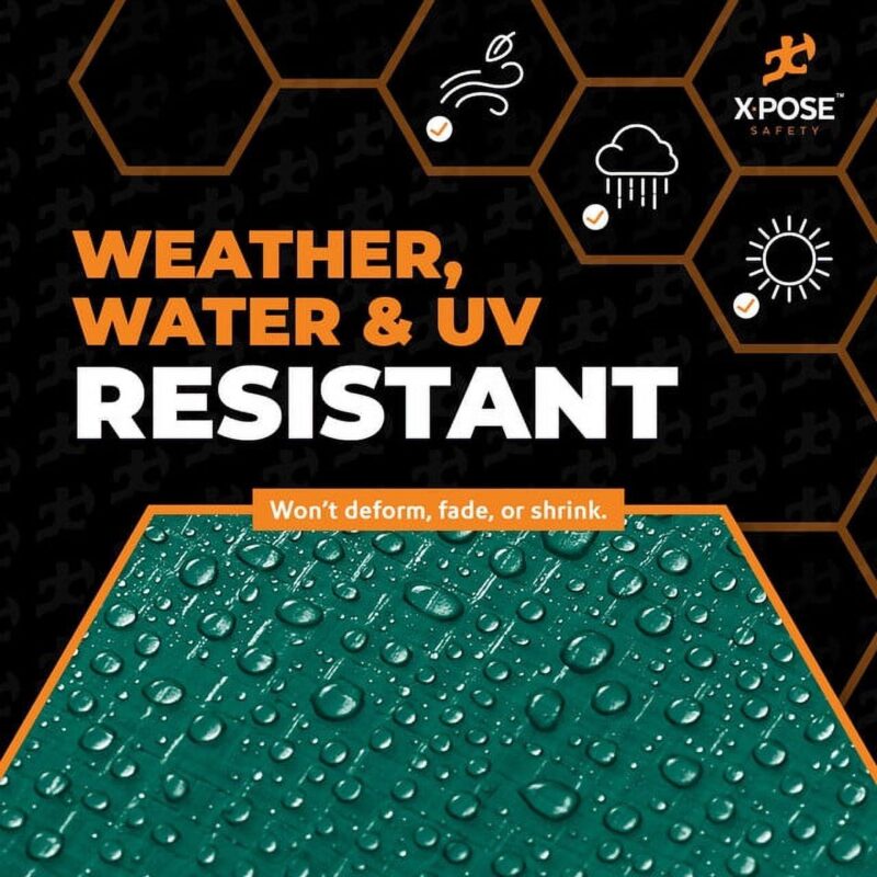 Heavy Duty Poly Tarp 9 Feet x 12 Feet 10 Mil Thick Waterproof, UV Blocking Protective Cover - Reversible Green and Black - Laminated Coating - Rustproof Grommets - by Xpose Safety - Image 3