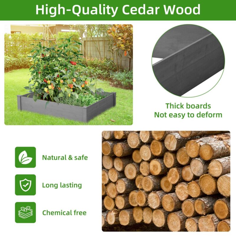 Herbs Raised Garden Bed, Outdoor Wood Planter Bed Flower Box Kit, Elevated Flower Planter Box Kit for Vegetables Fruits Herb Grow Yard Gardening, Grey, SS2447 - Image 4