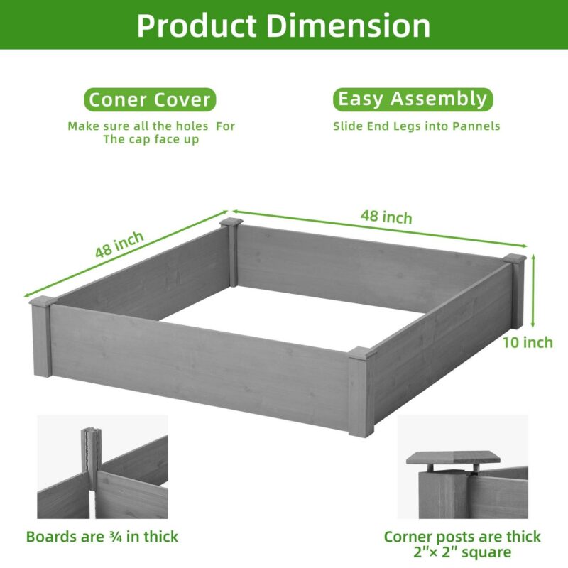 Herbs Raised Garden Bed, Outdoor Wood Planter Bed Flower Box Kit, Elevated Flower Planter Box Kit for Vegetables Fruits Herb Grow Yard Gardening, Grey, SS2447 - Image 5