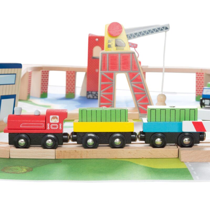 Hey! Play! Wooden Train Set with Play Mat - Image 7