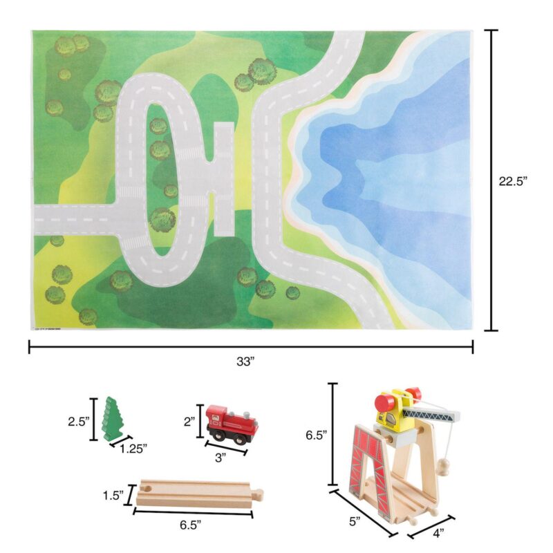 Hey! Play! Wooden Train Set with Play Mat - Image 8