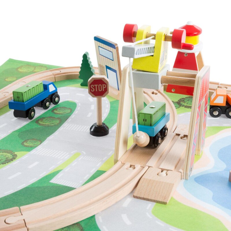 Hey! Play! Wooden Train Set with Play Mat - Image 5