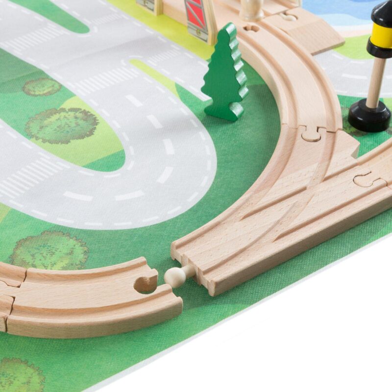 Hey! Play! Wooden Train Set with Play Mat - Image 6
