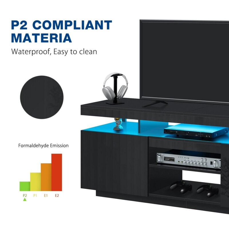 Hommpa LED TV Stand for TVs up to 70  with Power Outlets Modern Entertainment Center High Gloss Finish Adjustable Shelf PS5 Storage Gaming Media Console - Image 10