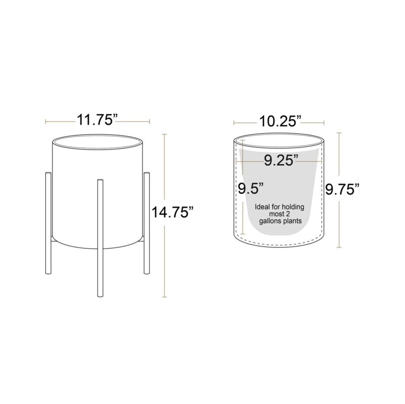 Honeycomb Mid-Century Modern Indoor Metal Pot Planter with 4-Leg Metal Base - 14.75  H x 11.75  W - Image 5