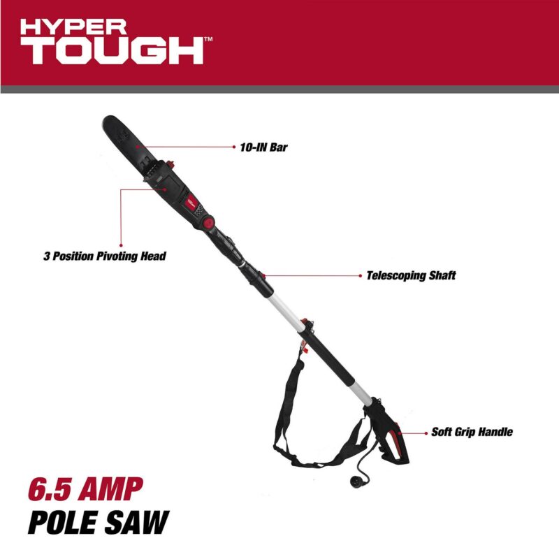 Hyper Tough 10-inch Corded 6.5-Amp Pole Saw - Image 9