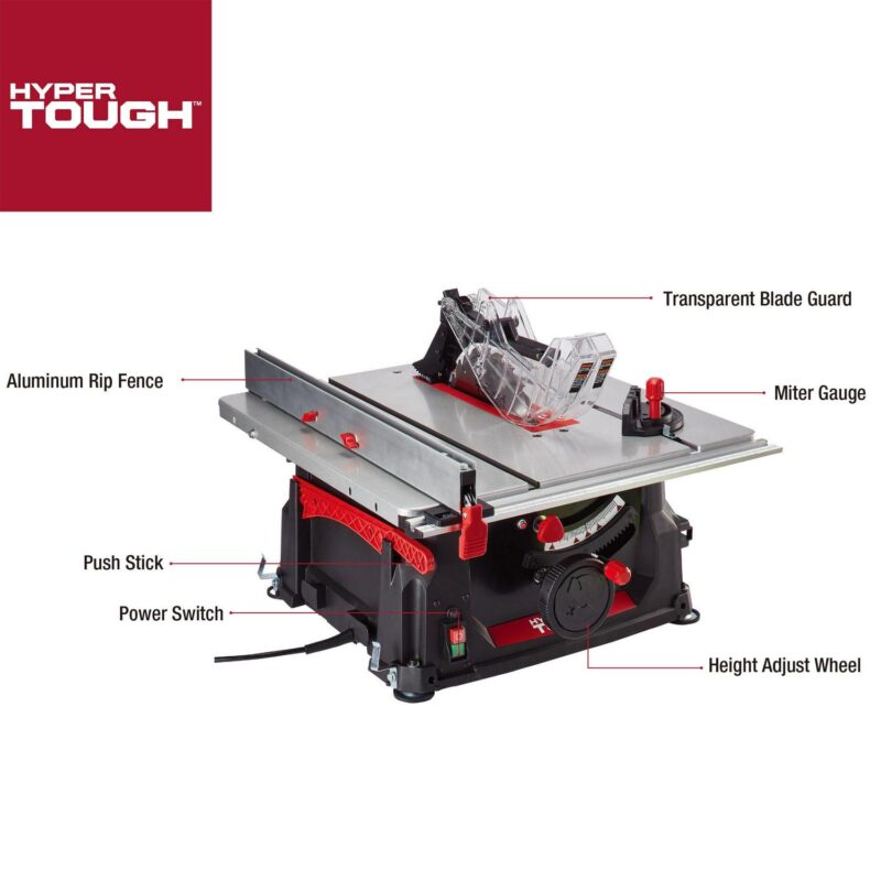 Hyper Tough 10-inch 15Amp Table Saw, TS1001 - Image 6
