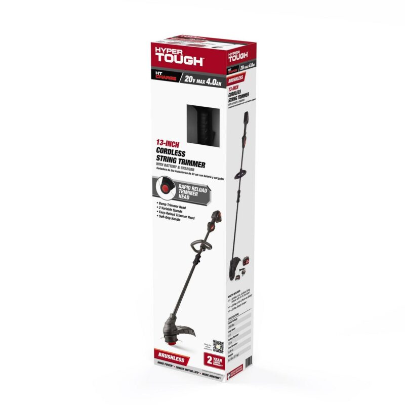 Hyper Tough 20V 13  Brushless String Trimmer with Rapid Reload Trimmer Head, HT22-401-03-02 - Image 2