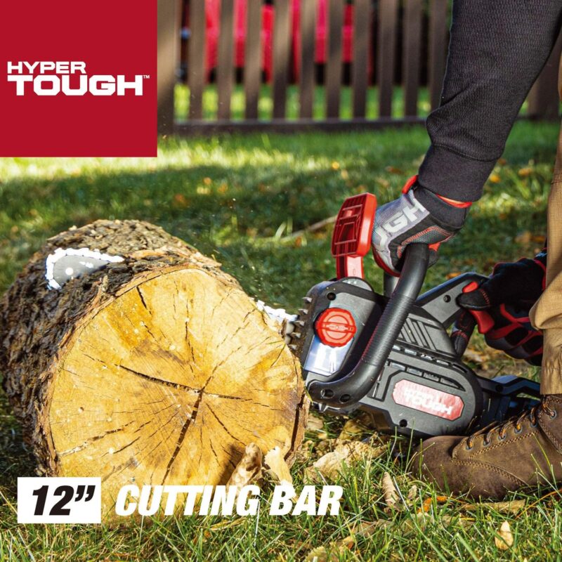 Hyper Tough 20V 4.0Ah Battery Powered 12in Brushless Chainsaw, HT22-401-03-03 - Image 8