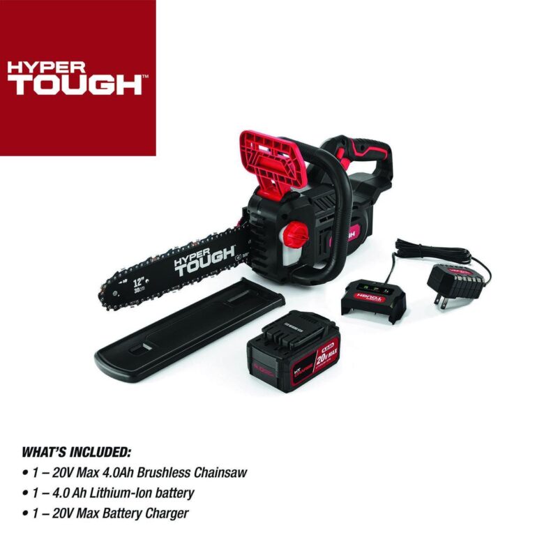 Hyper Tough 20V 4.0Ah Battery Powered 12in Brushless Chainsaw, HT22-401-03-03 - Image 13