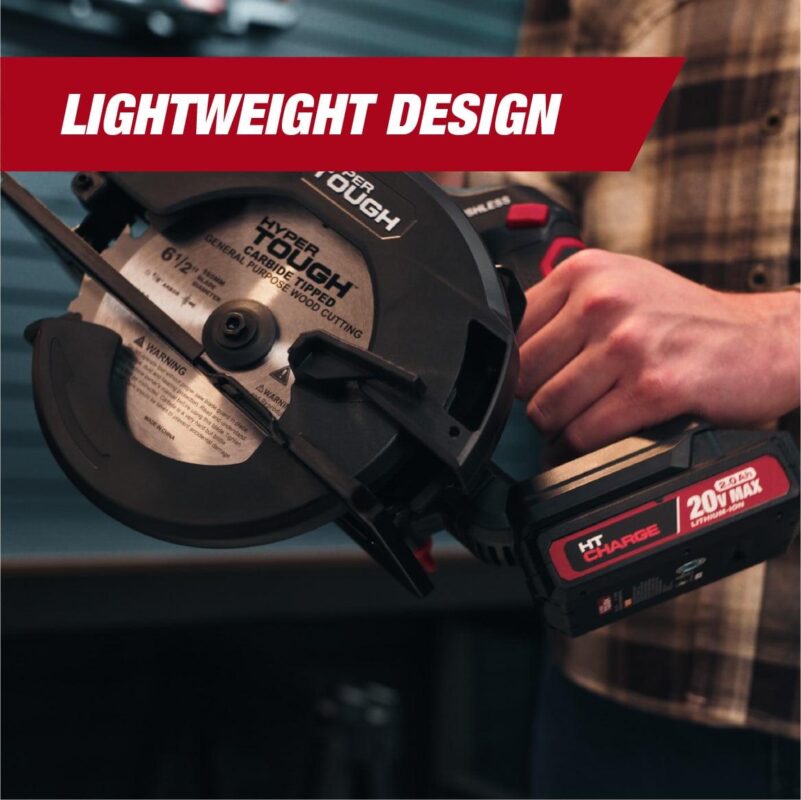 Hyper Tough 20V 6.5in. Brushless Circular saw, with 2.0Ah Battery Pack and Standard Charger, 41007.2 - Image 6