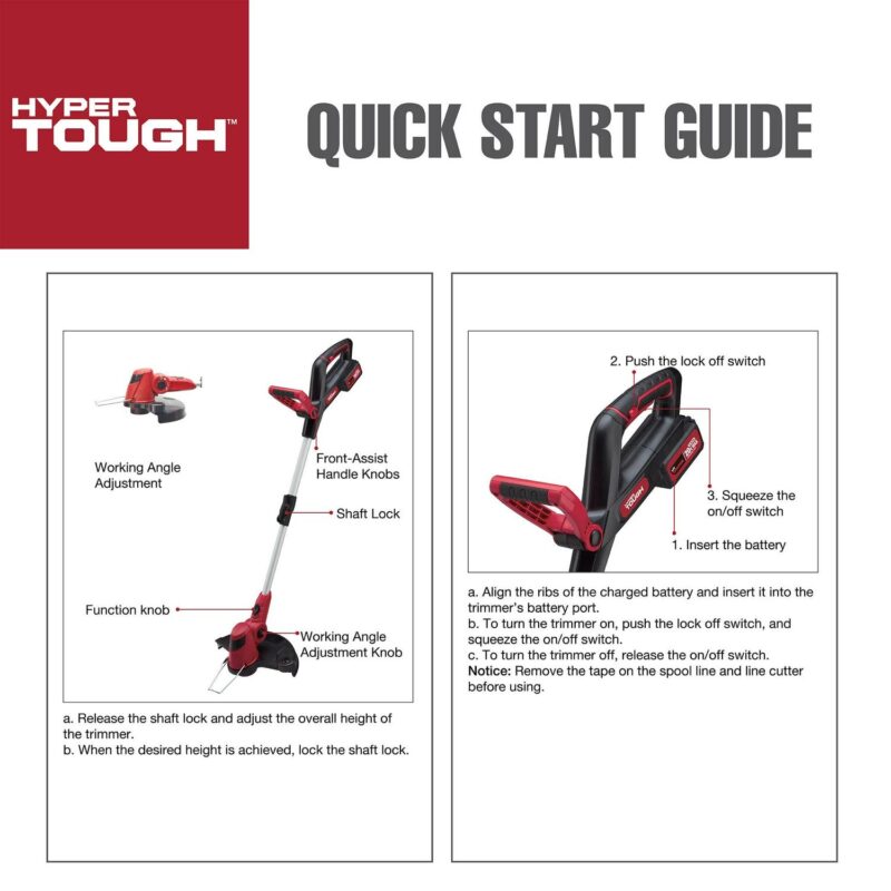 Hyper Tough 20V Max Cordless 13-inch Battery Powered String Trimmer, HT22-401-03-05 - Image 11