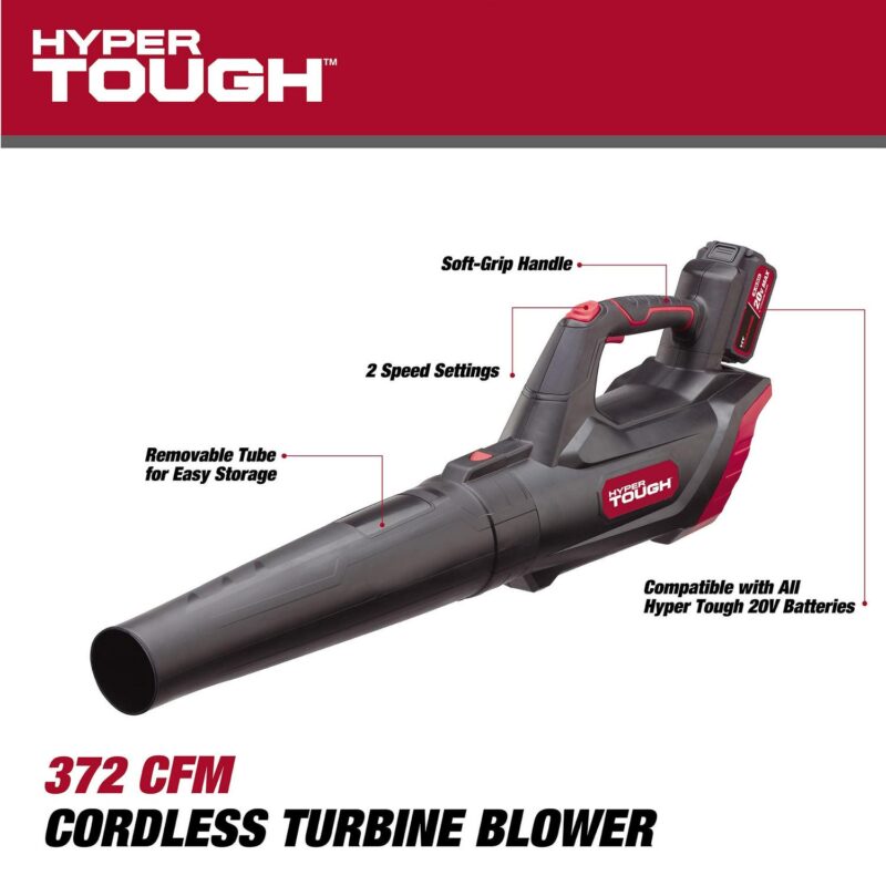 Hyper Tough 20V Max 90 mph 372 Cfm 4.0Ah Battery Powered Cordless Handheld Blower, HT22-401-03-04 - Image 8