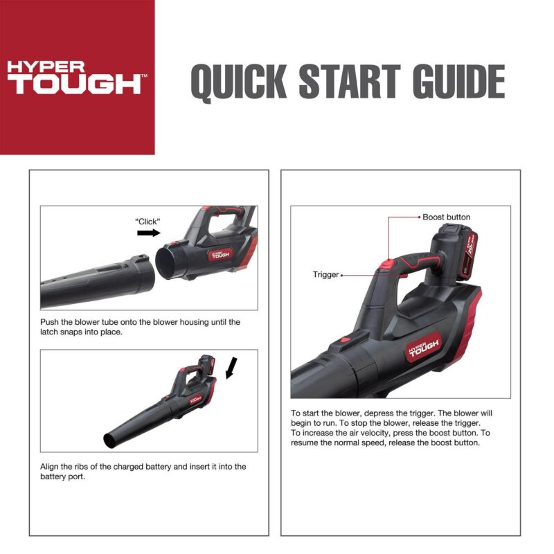 Hyper Tough 20V Max 90 mph 372 Cfm 4.0Ah Battery Powered Cordless Handheld Blower, HT22-401-03-04 - Image 10