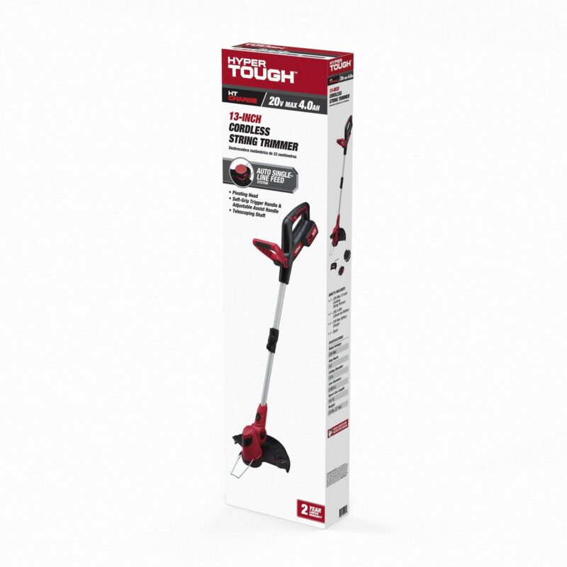 Hyper Tough 20V Max Cordless 13-inch Battery Powered String Trimmer, HT22-401-03-05 - Image 2