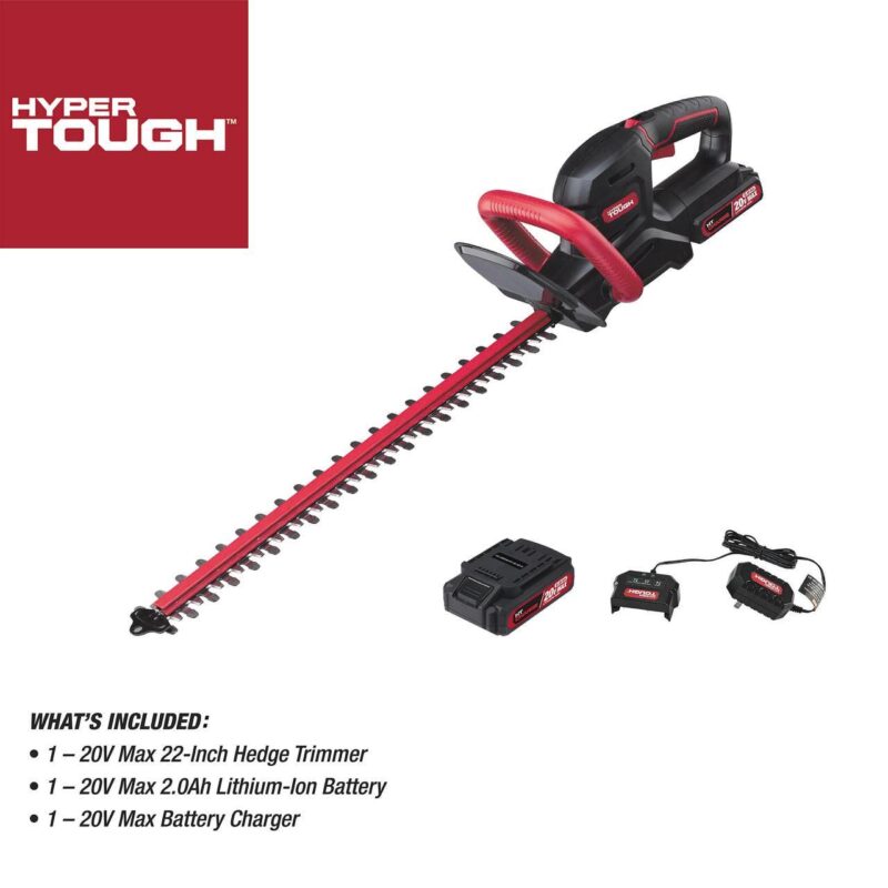 Hyper Tough 20V Max 22-inch Cordless Battery Powered Hedge Trimmer, HT21-401-003-07 - Image 8