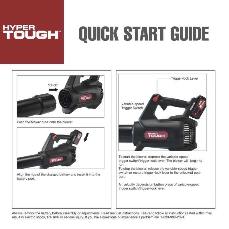 Hyper Tough 20V Max 110 mph 420 Cfm 4.0Ah Brushless Handheld Battery Blower, HT22-401-03-01 - Image 12