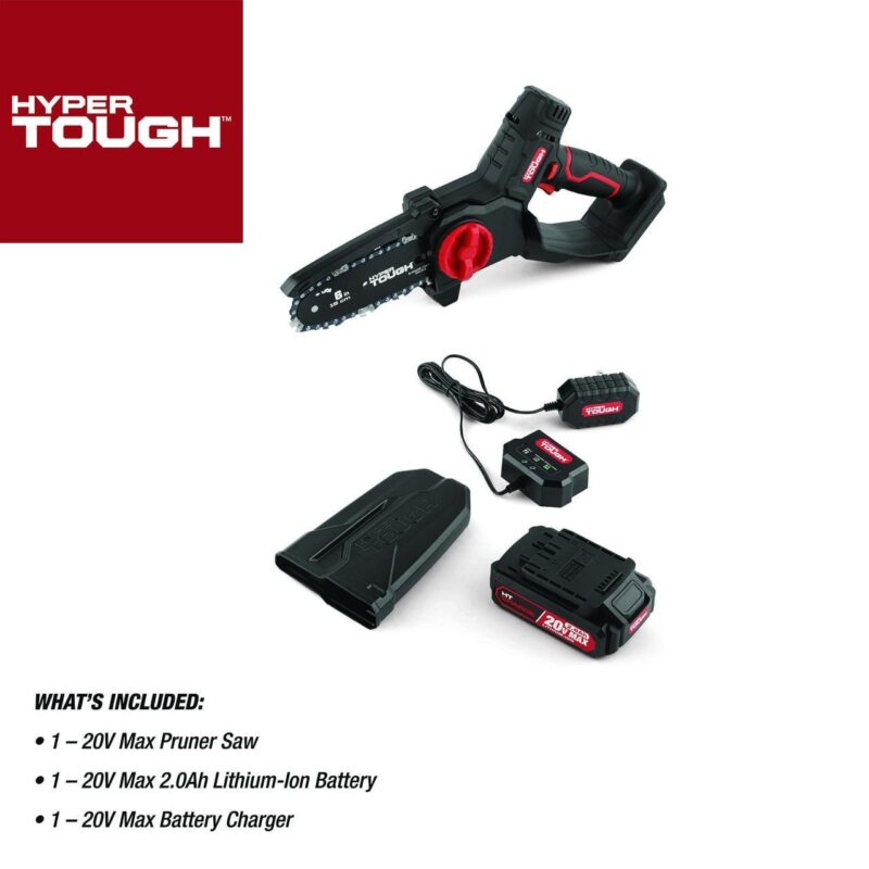 Hyper Tough 20-Volt 6-inch Mini Chainsaw with Battery and Charger, HT13-401-003-03 - Image 11