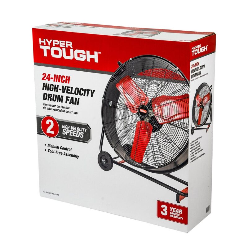 Hyper Tough 24  2-Speed Metal High Velocity Tiltable Drum Fan - Image 9