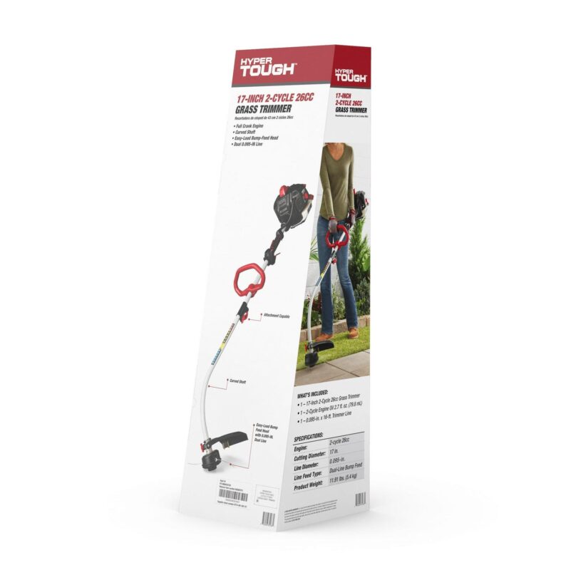 Hyper Tough 2 Cycle 26cc Gas 17  Curved Shaft Trimmer - Image 5