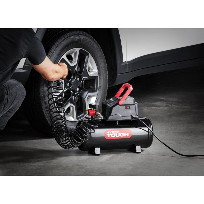 Hyper Tough 3 Gallon Oil-free Portable Air Compressor with Hose and Inflation Accessory Kit, 100 PSI - Image 5
